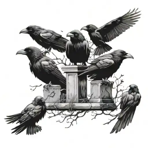 Crows in a cemitery full sleeve tattoo design tattoo design idea