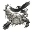 Crows in a cemitery full sleeve tattoo design tattoo design idea