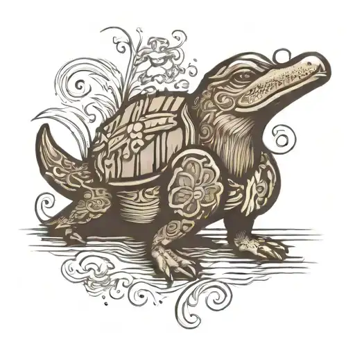platypus backpacking tattoo design idea