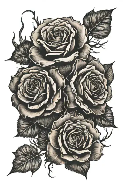 roses and coral reef tattoo design idea