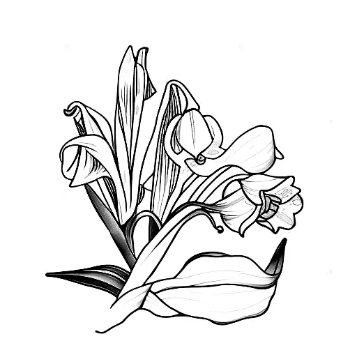 daffodil, gladiolus, Lily of the valley tattoo design idea