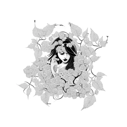 Indian woman, flowers, 12, sexy, fierce, poison ivy vines tattoo design idea