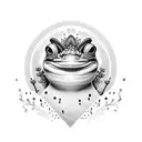 sapo bruxo com chapeu, plantas e folhas, na natureza cogumelos tattoo design idea