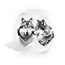 Wolf couple tattoo design idea