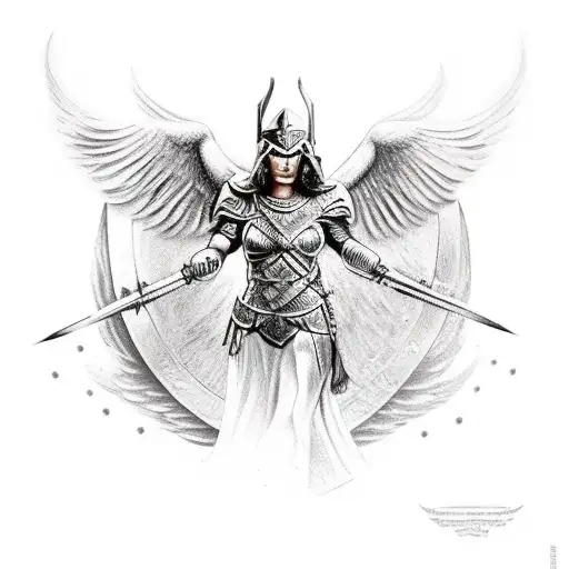 valkyrie warrior woman in battle tattoo design idea