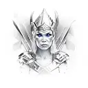 valkyrie warrior woman in battle tattoo design idea