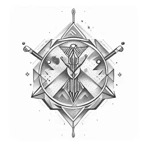 sagittarius and jupiter glyph combined tattoo design idea