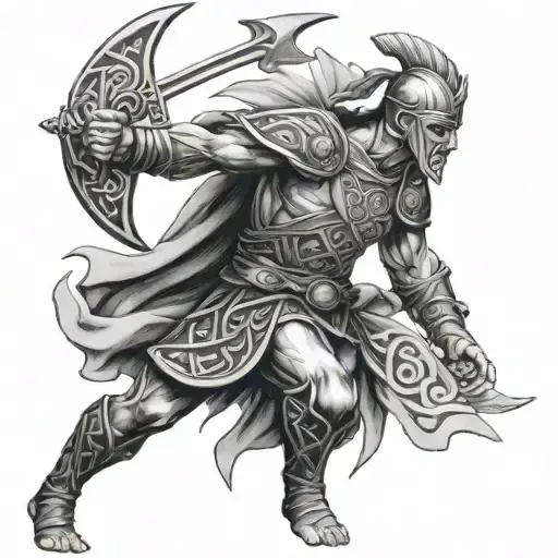 Celtic warrior with no weapon formed against me tattoo design idea