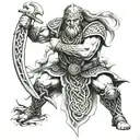 Celtic warrior with no weapon formed against me tattoo design idea