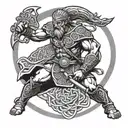 Celtic warrior with no weapon formed against me tattoo design idea