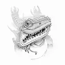 blue Chinese porcelain pattern with a hidden bearded dragon  tattoo design idea