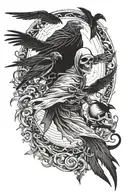 reaper with crows flying away tattoo design idea