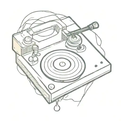 Vynl record player with water wave tattoo design idea