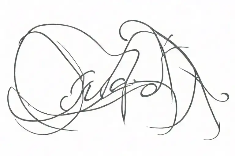 "The word 'TENGRI' with a fluid, elongated appearance." tattoo design idea