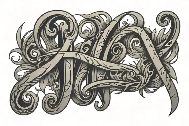 "Stylized 'TENGRI' with flowing, elongated letter ends, giving a mystical look." tattoo design idea