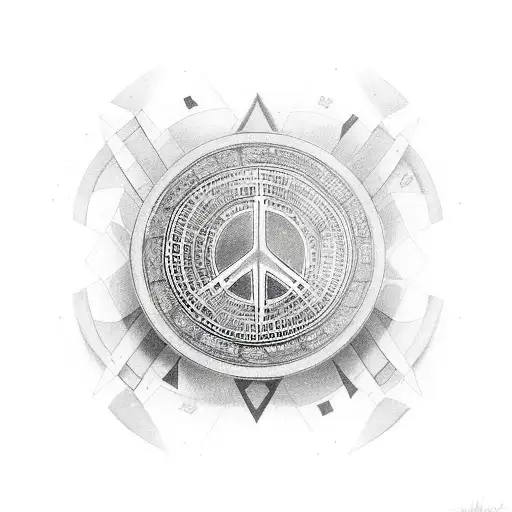 A scale balancing different elements like travel, poker chips, and peace symbols tattoo design idea