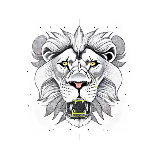 A lion wearing a skateboard helmet and gripping a skateboard with its claws tattoo design idea