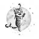 cat tortoiseshell jumping  tattoo design idea