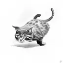 cat tortoiseshell jumping  tattoo design idea