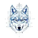 A sketch-style tattoo of an architect's blueprint with a wolf incorporated into the design tattoo design idea