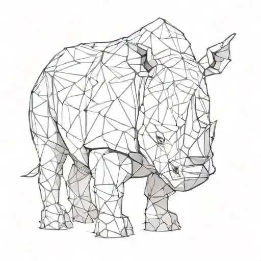 geometric rhino tattoo design idea