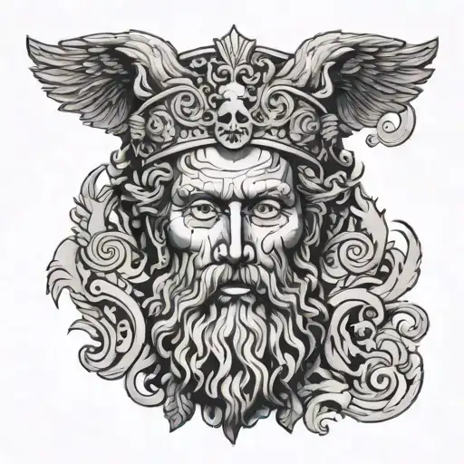 face of Marcus Aurelius that is half skull  tattoo design idea