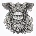 face of Marcus Aurelius that is half skull  tattoo design idea