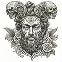 face of Marcus Aurelius that is half skull  tattoo design idea