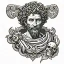 face of Marcus Aurelius that is half skull  tattoo design idea