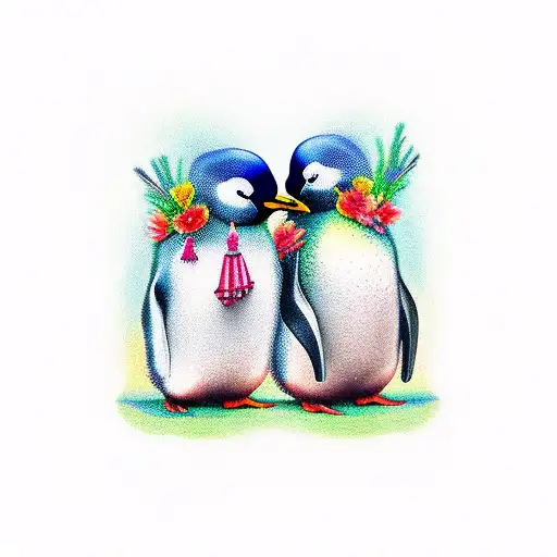 PINGUINOS Y CACTUS AMOR tattoo design idea