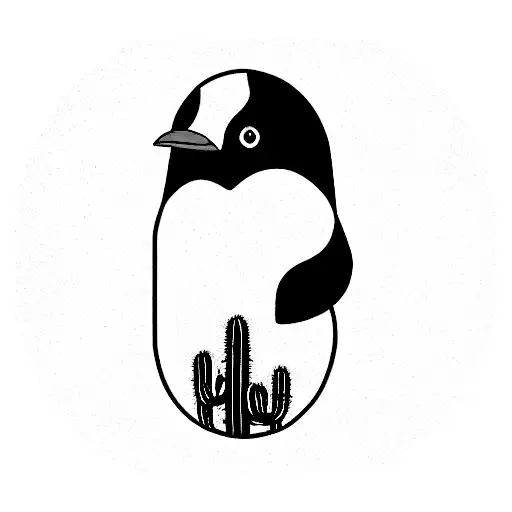 PINGUINOS Y CACTUS AMOR tattoo design idea