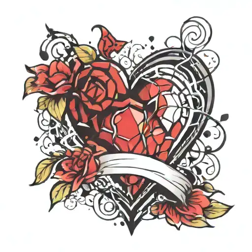 shattered heart tattoo design idea