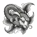 ram with two carp tattoo design idea