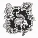 ram with two carp tattoo design idea