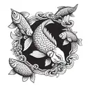 ram with two carp tattoo design idea