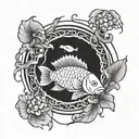 ram with two carp tattoo design idea