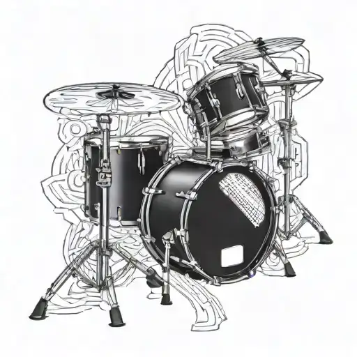 guitar piano drum set made tattoo design idea