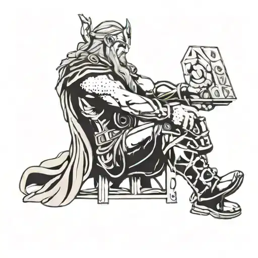thor playing video games tattoo design idea