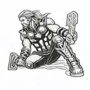 thor playing video games tattoo design idea