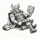 thor playing video games tattoo design idea
