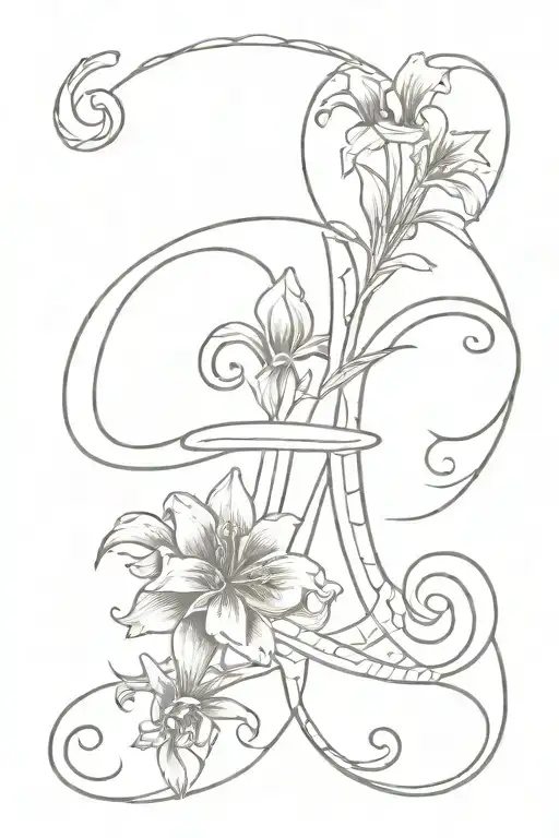 fleur de lis, number 6, softball, gardening tools and plants tattoo design idea