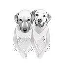 A dotwork tattoo of two intertwined Labrador retrievers, representing the strong bond between the husband and wife and their shared love for their pets tattoo design idea