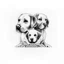 A dotwork tattoo of two intertwined Labrador retrievers, representing the strong bond between the husband and wife and their shared love for their pets tattoo design idea