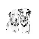 A dotwork tattoo of two intertwined Labrador retrievers, representing the strong bond between the husband and wife and their shared love for their pets tattoo design idea