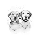 A dotwork tattoo of two intertwined Labrador retrievers, representing the strong bond between the husband and wife and their shared love for their pets tattoo design idea