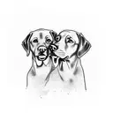A dotwork tattoo of two intertwined Labrador retrievers, representing the strong bond between the husband and wife and their shared love for their pets tattoo design idea