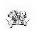 A dotwork tattoo of two intertwined Labrador retrievers, representing the strong bond between the husband and wife and their shared love for their pets tattoo design idea