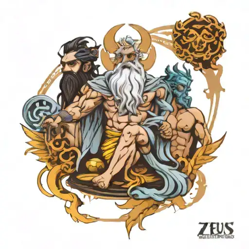 zeus at top poseidon in the middle and hades at the bottom  tattoo design idea
