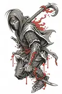 dark sakura  ninja  with blood drippin tattoo design idea
