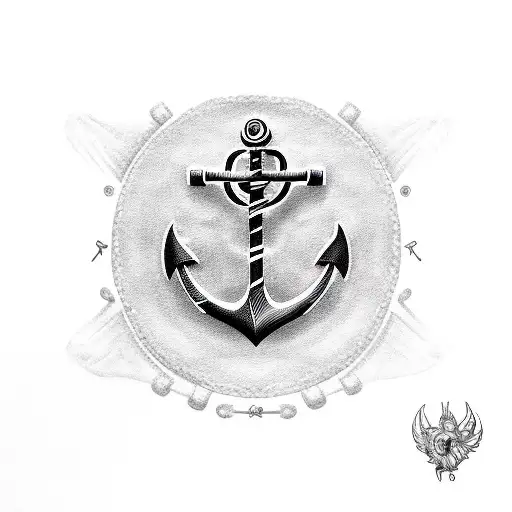anchor, kite, initials tattoo design idea